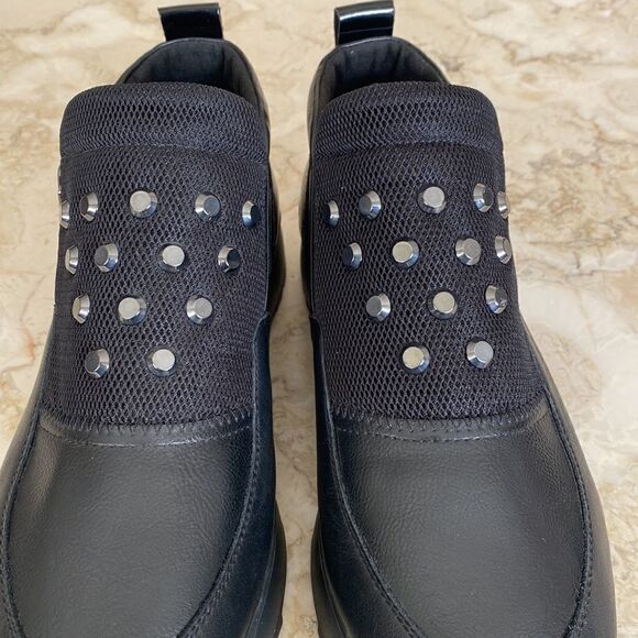 GEOX Respira Gendry Black Studded Zip Sneakers - Picture 12 of 14